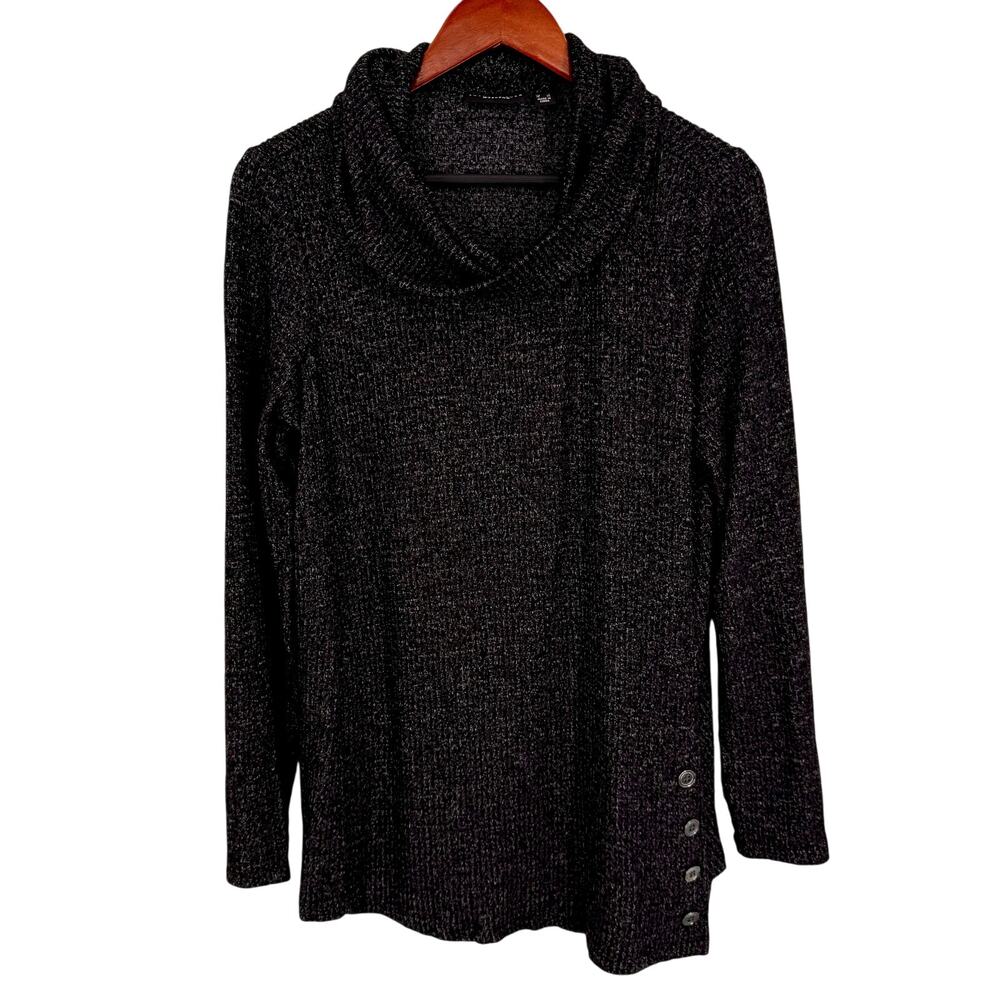 Susan Graver Weekend Sz Large Black Cozy Knit Sweater Blouse Shirt Top Winter